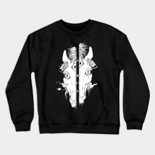 Split Face Horse, Weird Art Crewneck Sweatshirt